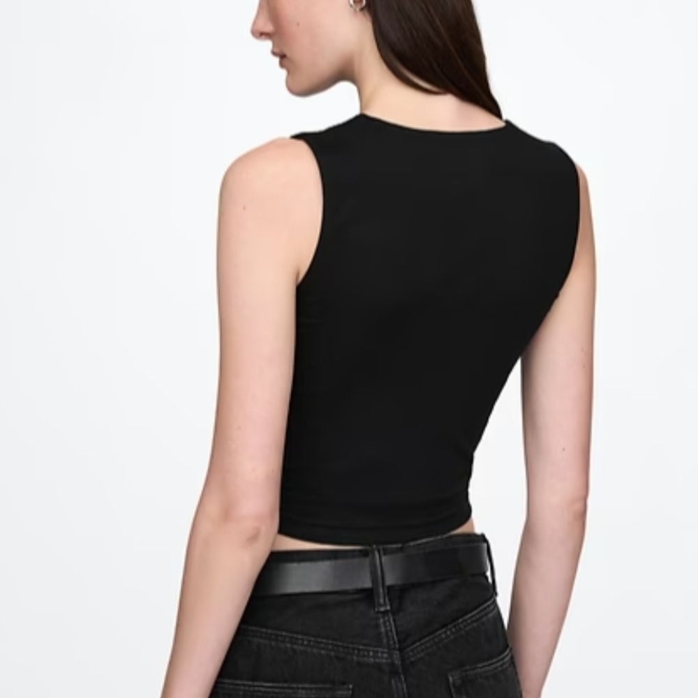Black CloseKnit Jersey Crop Tank Top GAP